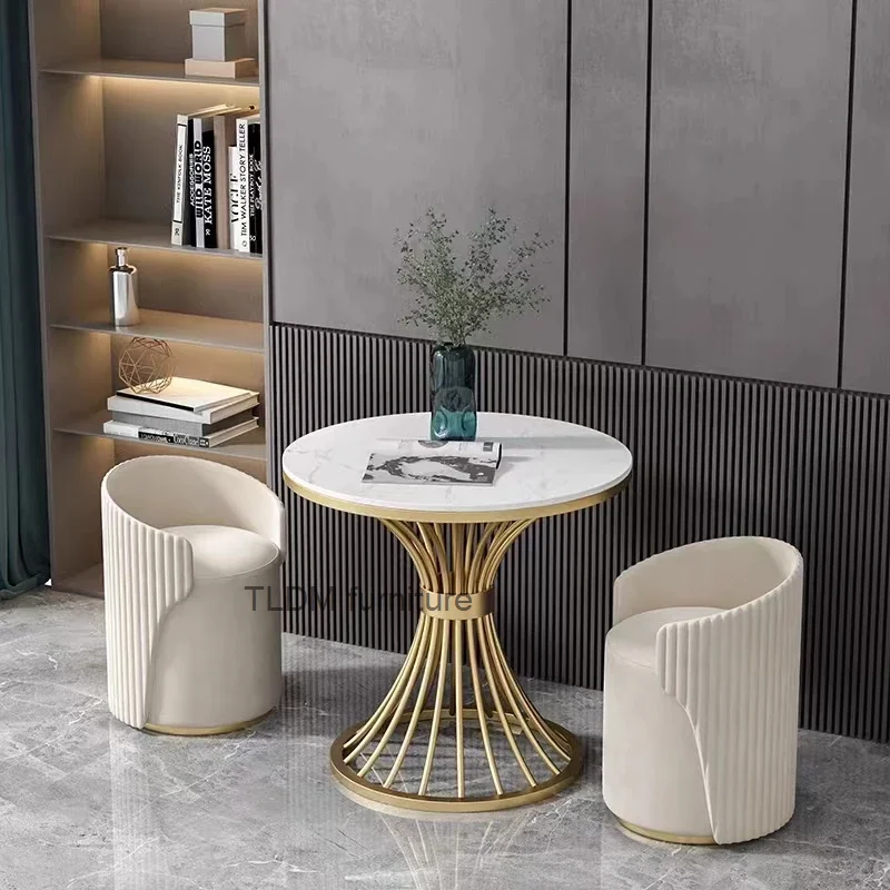 

Modern Living room marble coffee table INS Round small Sofa side table balcony Coffee Corner hall negotiation reception table