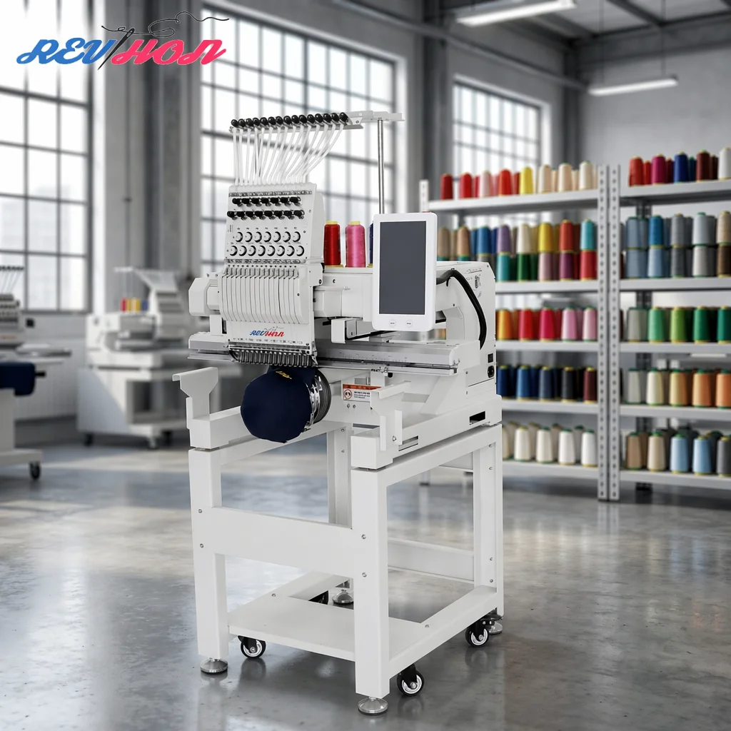 REVHON Chinese Factory Multi Function T-shirt Cap Professional Automatic 1Head Computer Embroidery Machine