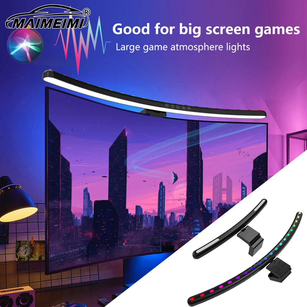 

1 * Computer Monitor Light Bar USB Stepless Dimming Screen Hanging Lights Curved Screen Monitor Light Bar Straight RGB Desk Lamp