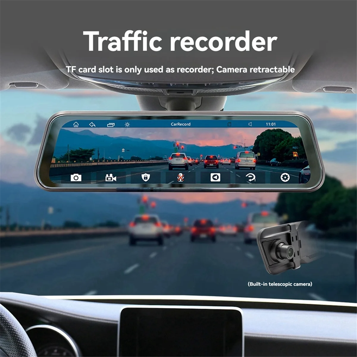 New Rearview Mirror Recorder 9.36 Inch Carplay Driving Recorder Streaming Media HD Large Screen Bluetooth