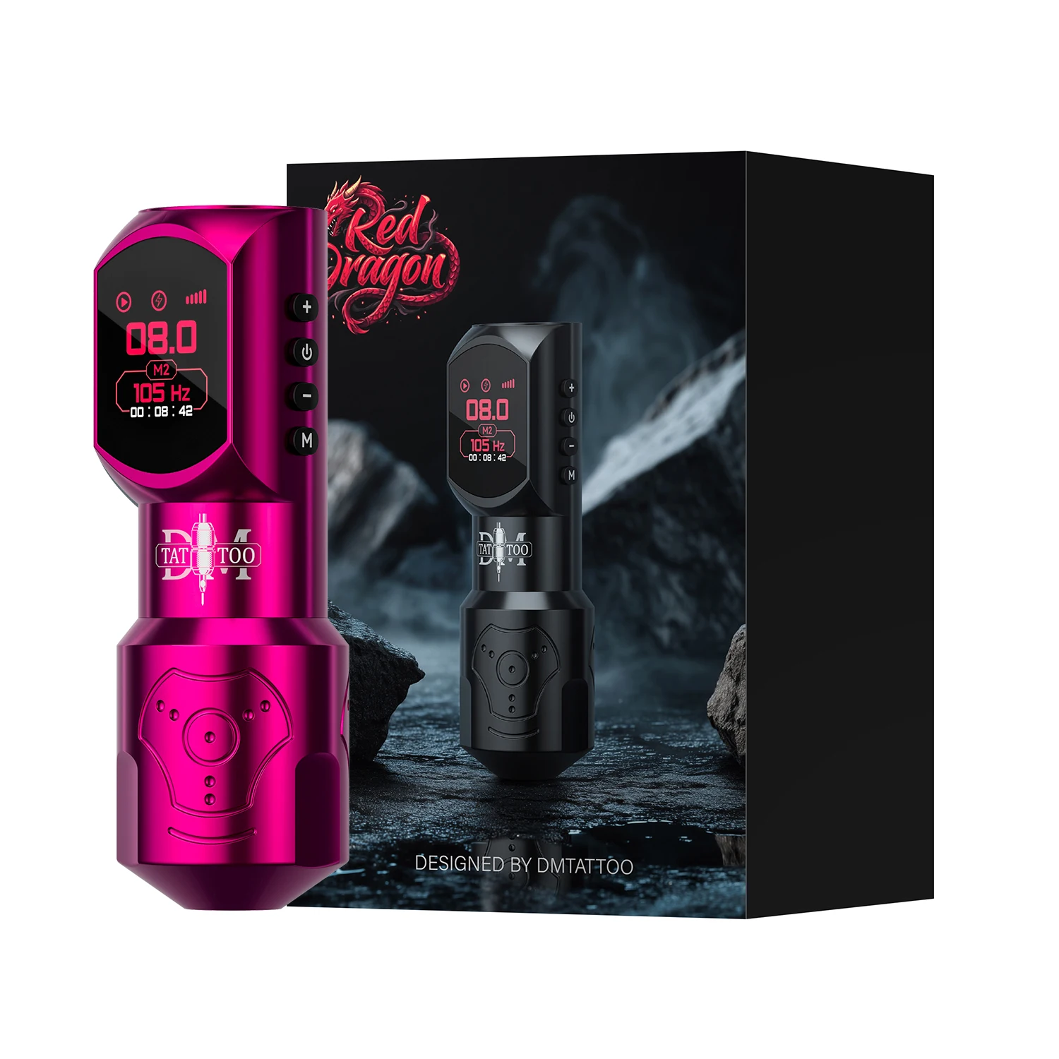 DM New  Red-Dragon Wireless Tattoo Machine 4.0MM Stroke Custom Motor OLED Large Color Screen Permanent Makeup Tattoo Gun