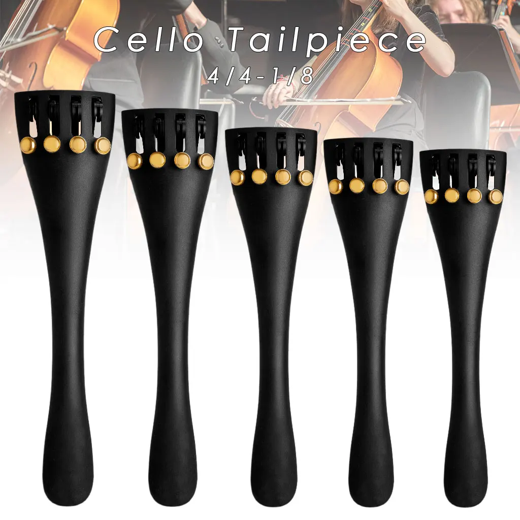 4/4 3/4 1/2 1/4 1/8 Cello Carbon Fiber Tailpiece With 4 Golden Fine Tuners For Acoustic Electric DIY Cello Parts Accessories