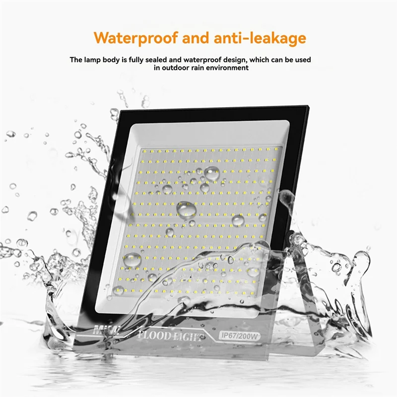 ABKJ-LED Flood Light Warm Light 200W Outdoor Spotlight IP67 Waterproof Spotlight Searchlight For Garden Lighting