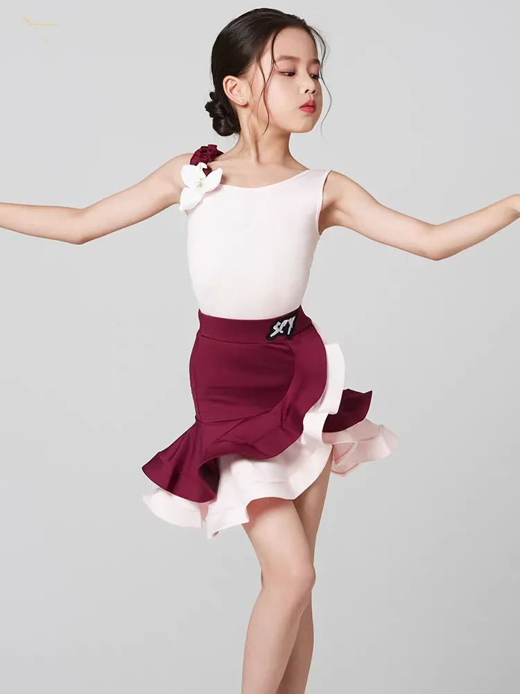 Cha Cha Rumba Tango Latin Dance Dress for Girls Tassel Samba Salsa Dancing Dress Kids Professional Competition Suit Costume