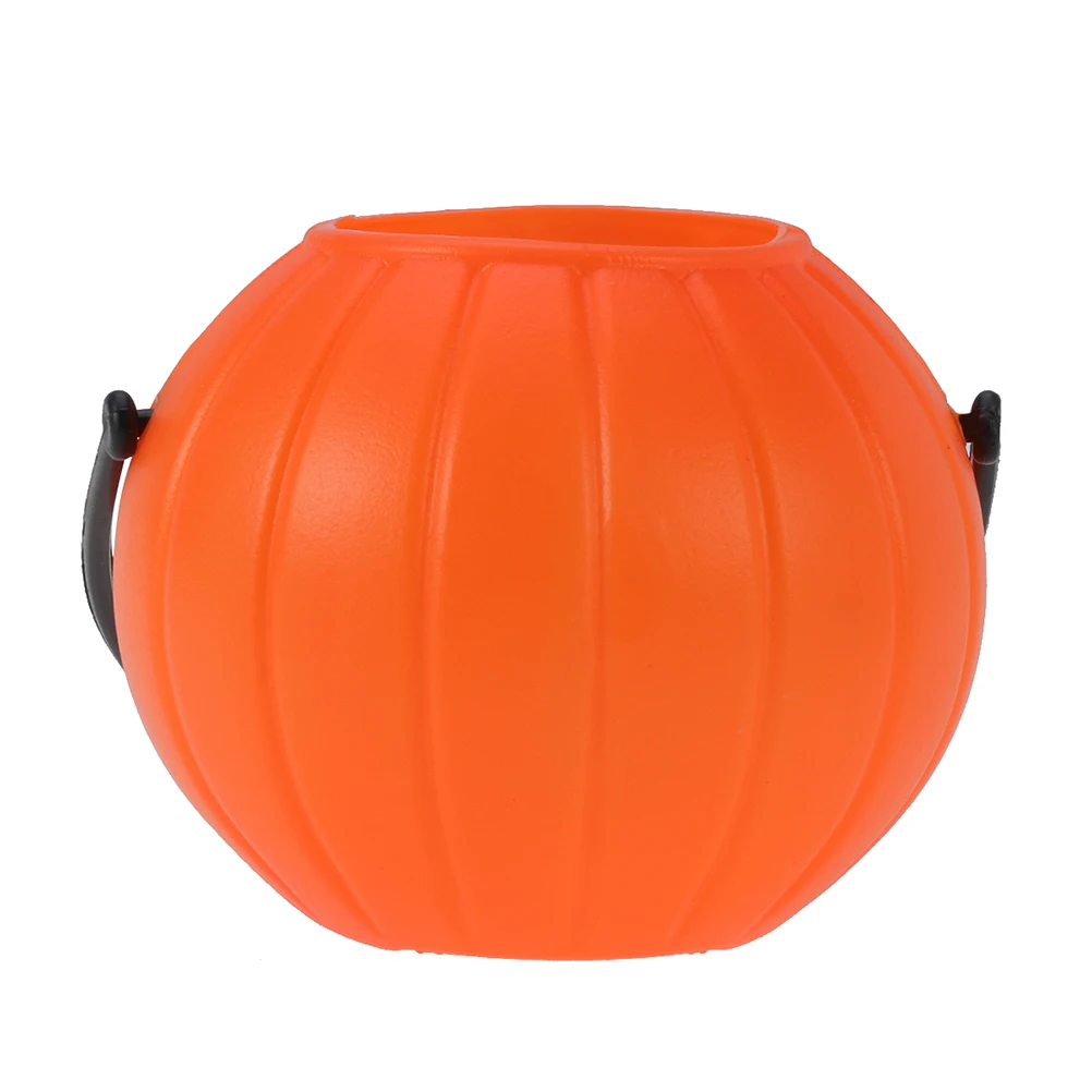

Pumpkin Bucket Candy Holder Kids Halloween Party Sweet Pail Container Black Handle Lantern Design Safe Material