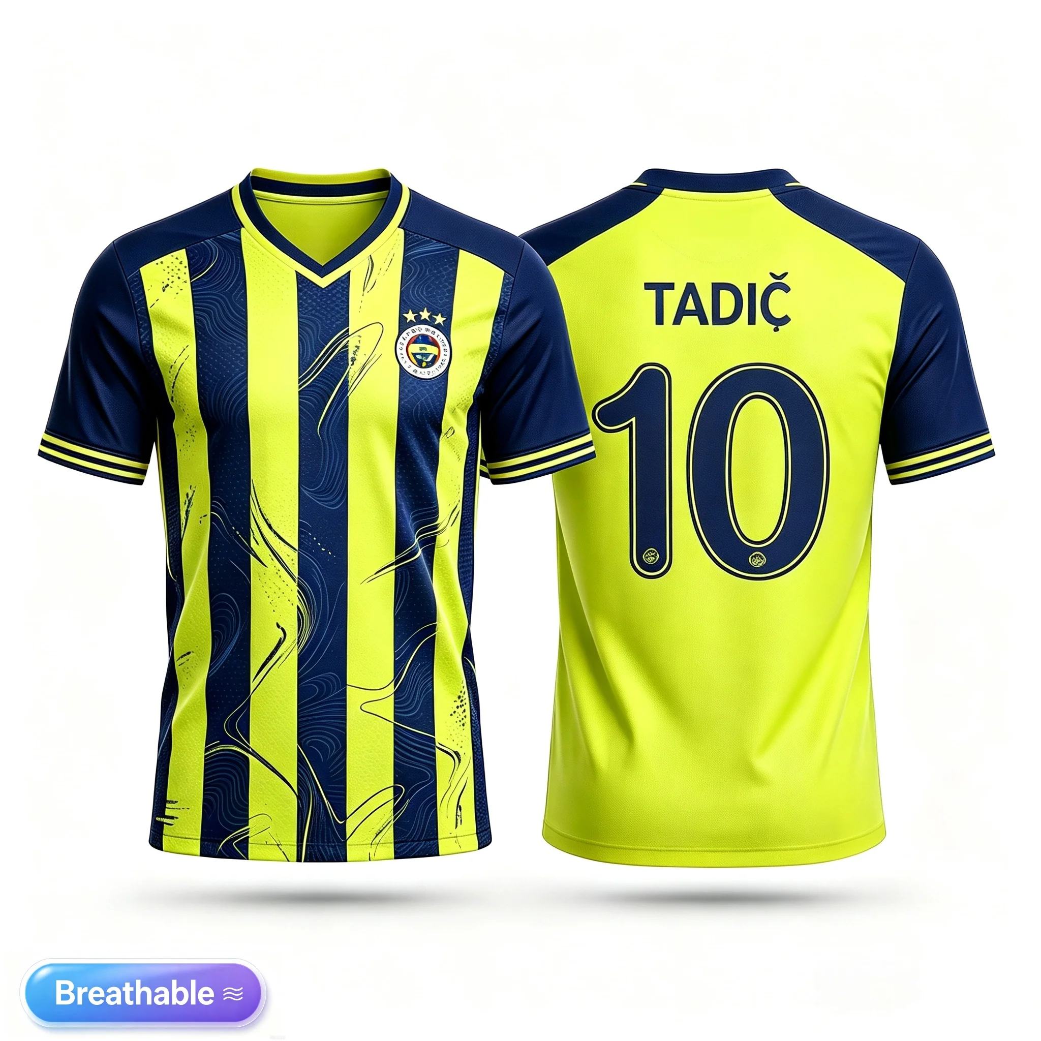 Men Fenerbahce Fan Concept Football Jersey, Dzeko Tadic Fred Szalai Print Soccer Shirt, Breathable Sports Short Sleeve T-shirt