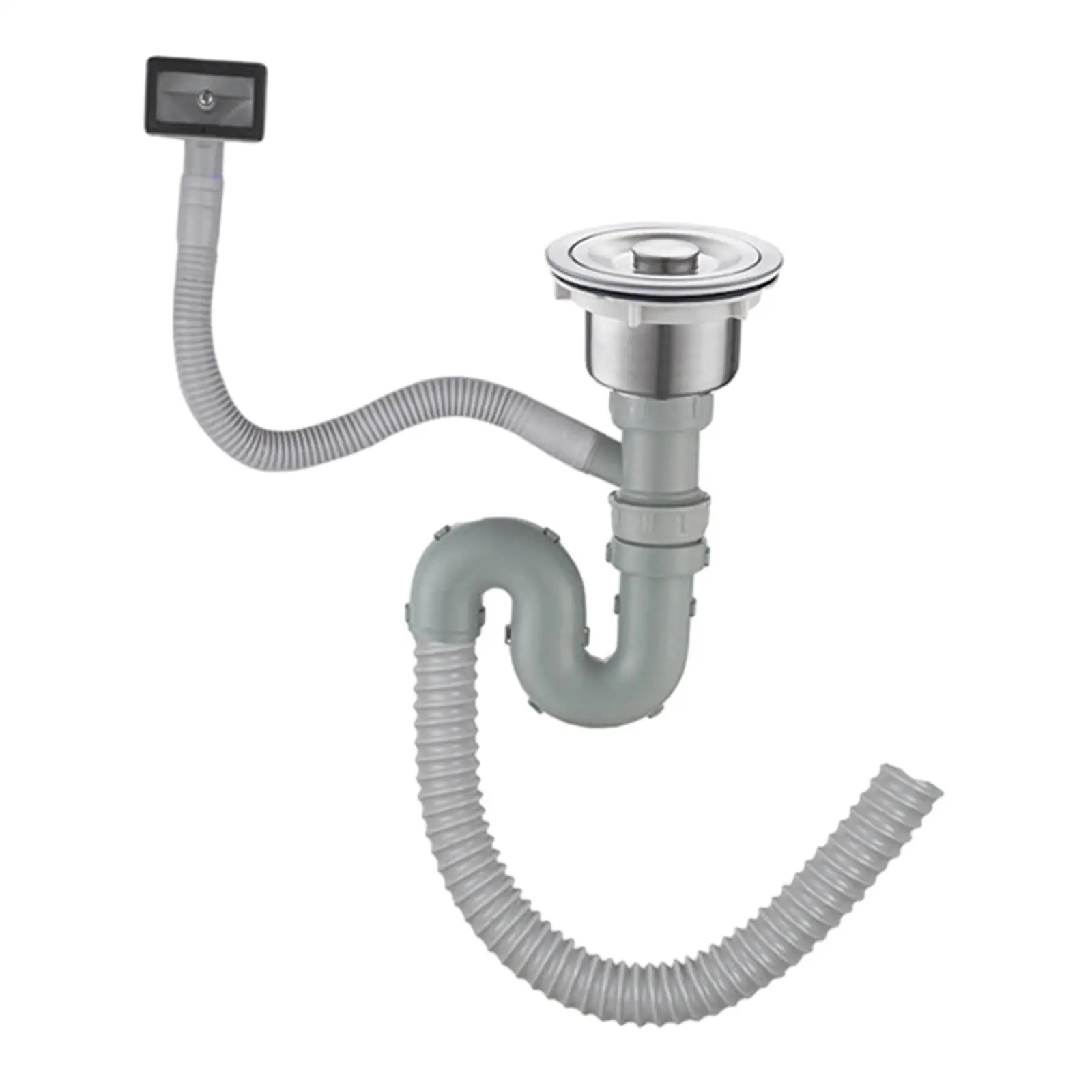 Kitchen Sink Hose Flexible Duct Hose Stainless Steel Odorless Sewer Drain Tube for Single Double Sinks