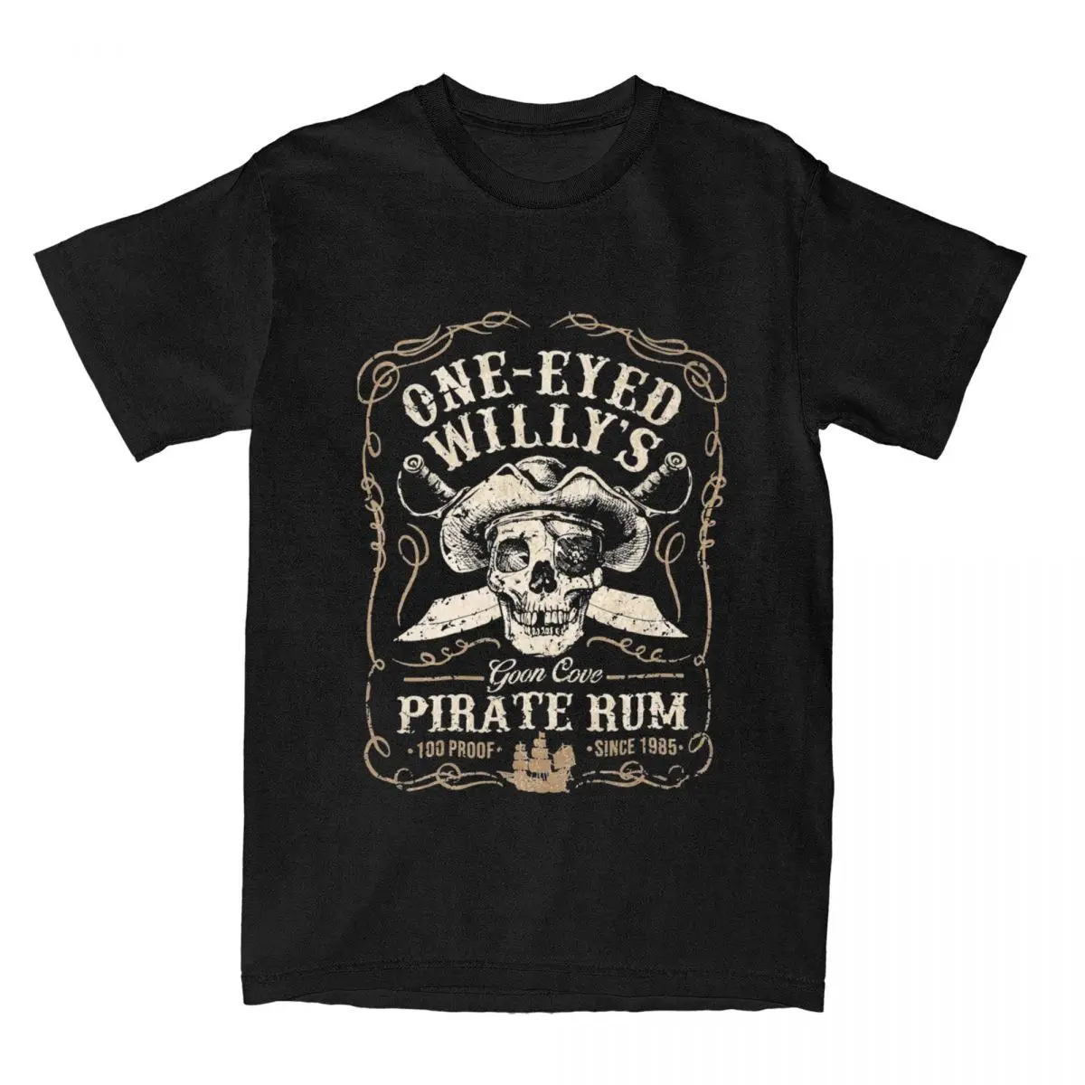 Casual The Goonies One Eyed Willy\'s Goon Cove Pirate Rum T-Shirts for Men Women Crew Neck Cotton Tees Plus Size Clothing