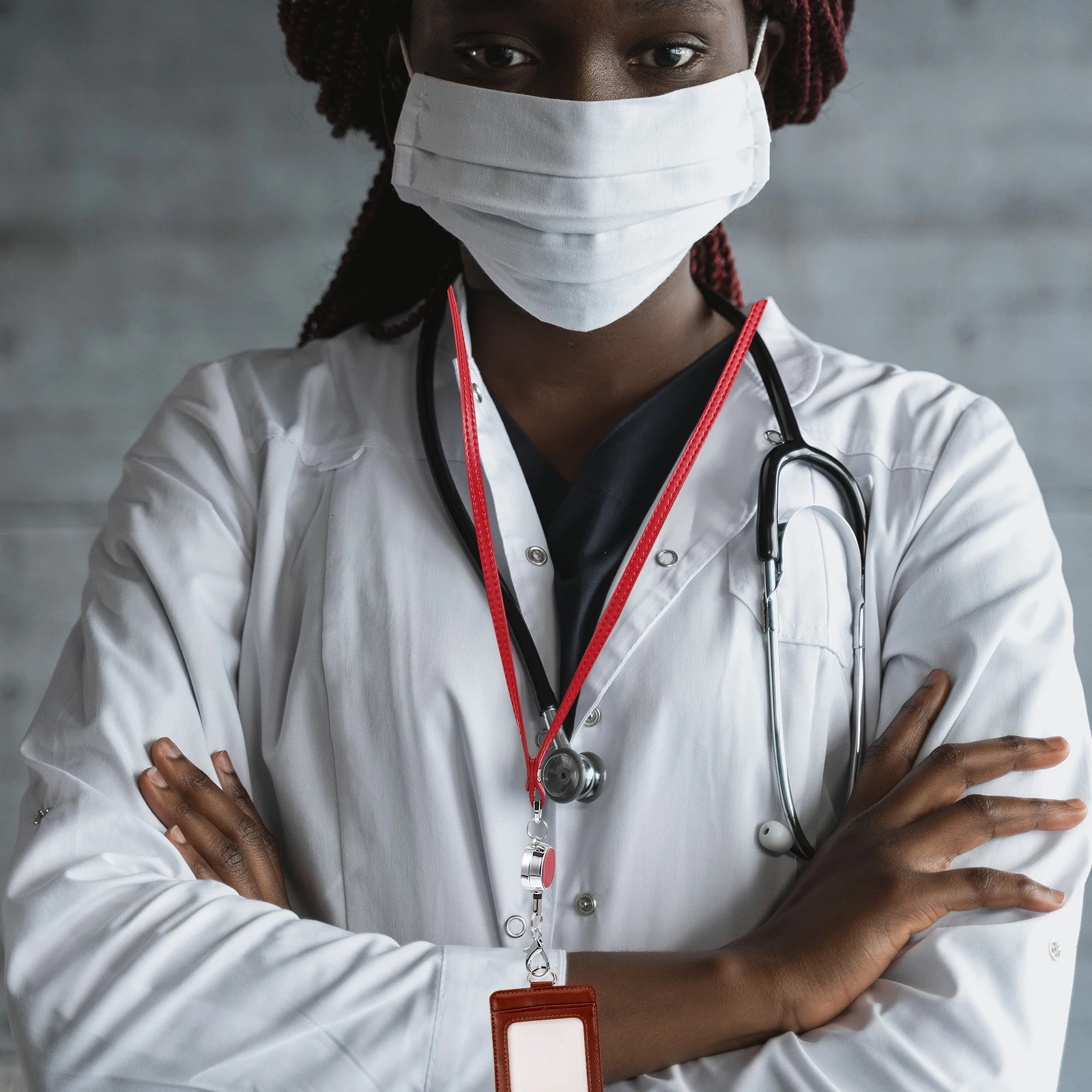 Lanyard ID Badge Holder Neck Strap Work Cards Hanging Ropes PU Material Lost Design Suitable Travel