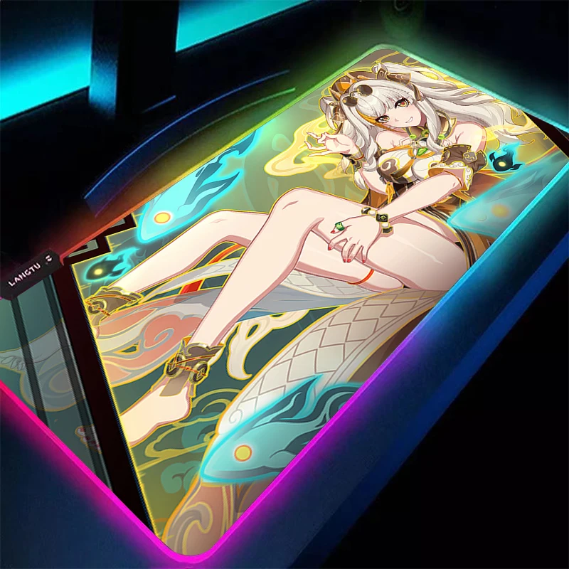 

Коврик для мыши аниме геймер RGB компьютерный коврик для мыши Honkai Impact 3, игровые аксессуары, коврик для клавиатуры планшета Varmilo, светодиодный настольный коврик Kawaii