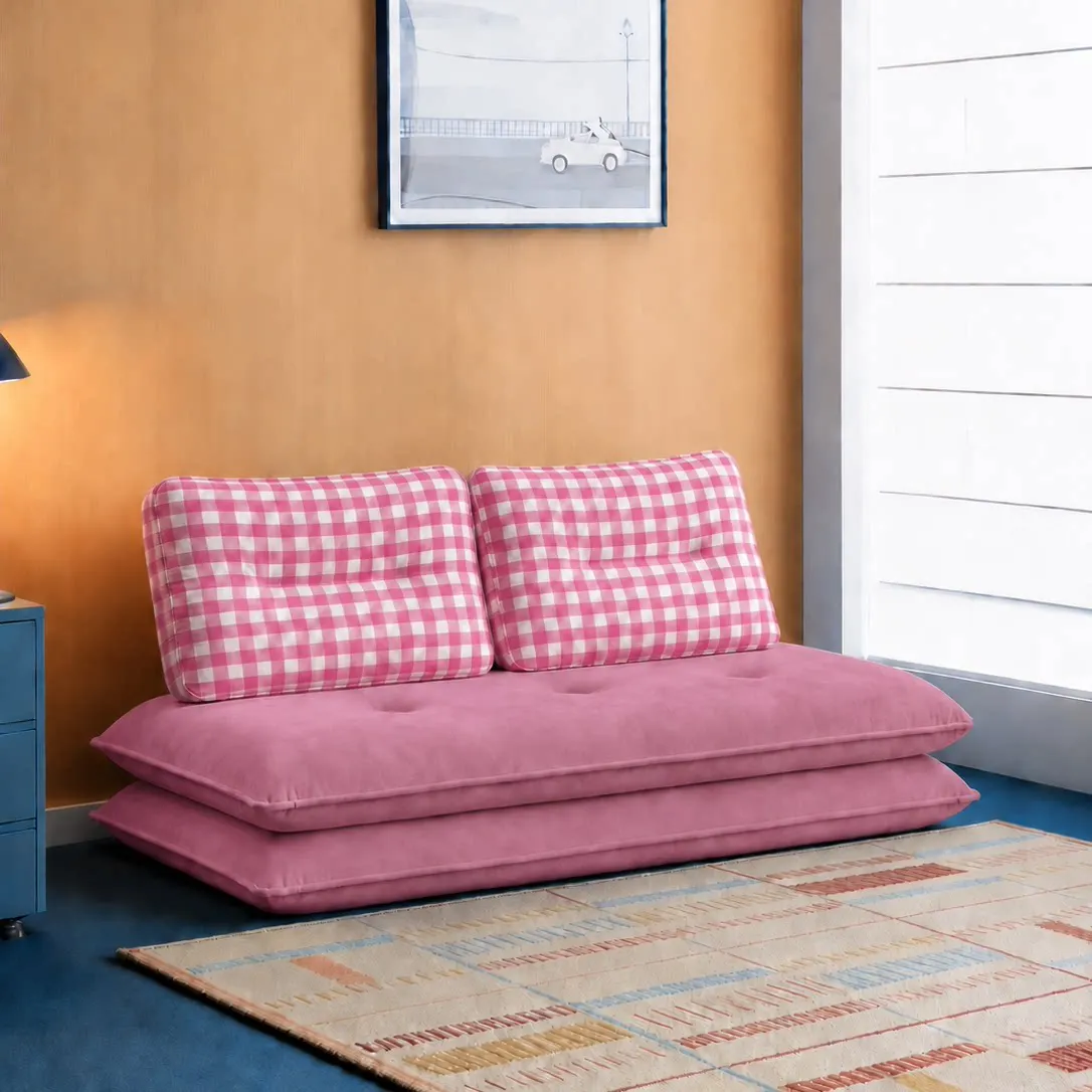 Dopamine Grid Fabric Sofa Bed Lazy Sofa Bedroom Small Apartment Folding Sofa Bed Modern Living Room Furniture
