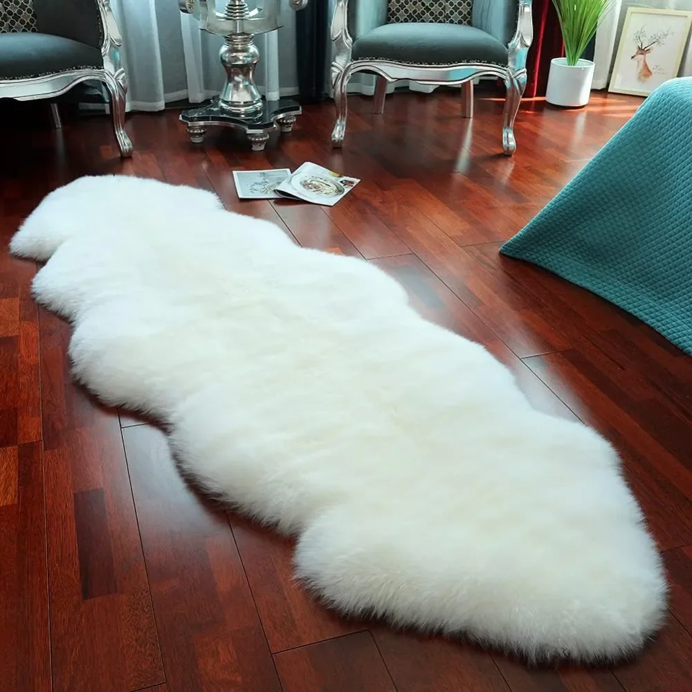 Genuine Sheepskin Area Rug(2 X 6), Fur Carpet Shaggy Fur Rug, for Living Room  Real Sheepskin Throw Lambskin Rugs Sofa, Carpet