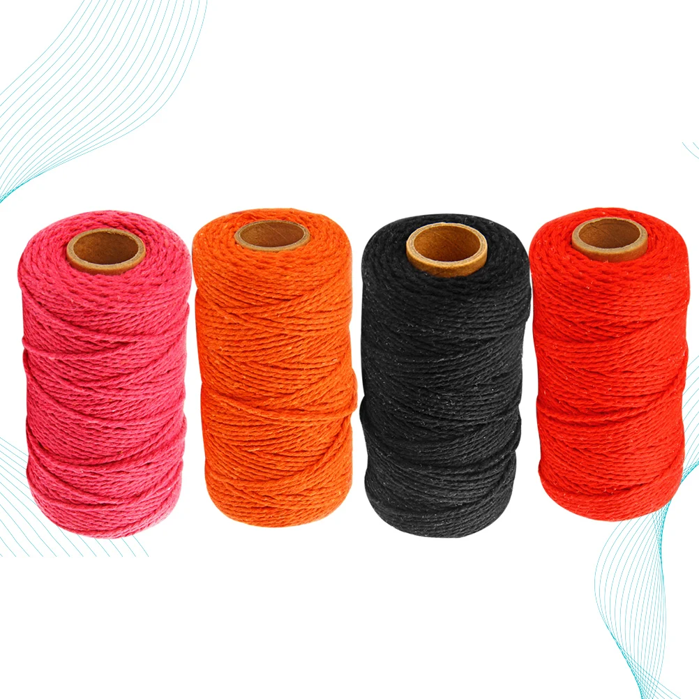 

4 рулона яркой цветной хлопчатобумажной веревки, плетеная 2 мм, толщина 10 м, длина для кемпинга, упаковка белья, сделай сам, художественное ремесло, плетеная хлопковая веревка