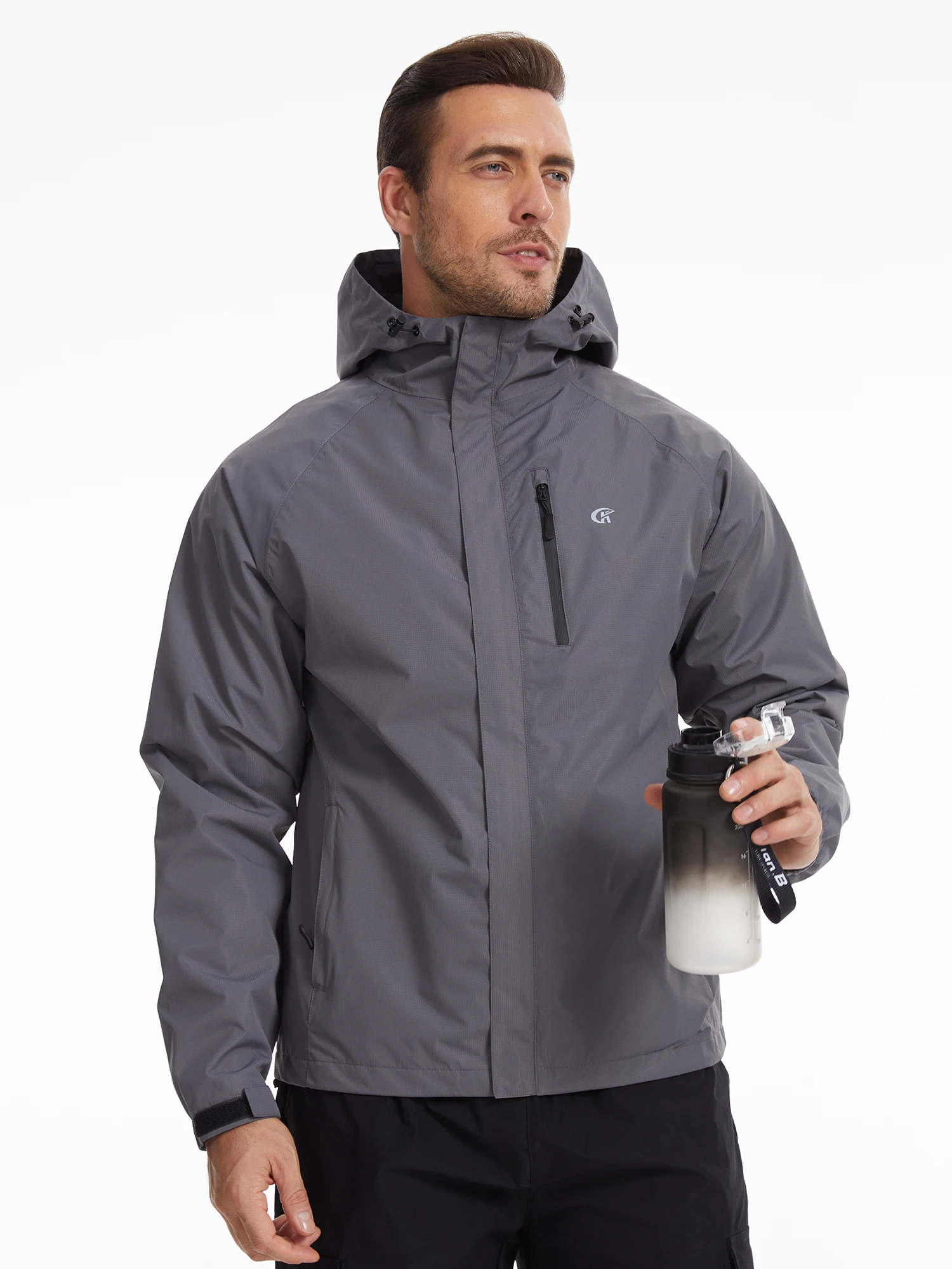 Sommerliche, wasserdichte Regenjacke für Herren, leichte, dünne Regenjacke mit Innentasche, ideal zum Campen, Wandern, Radfahren und Angeln. – Detail 12