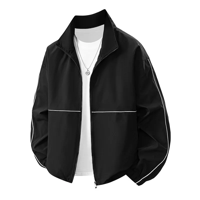 

Однотонная осенне-зимняя американская куртка в стиле ретро с высоким воротником на молнии, свободная повседневная куртка, топ