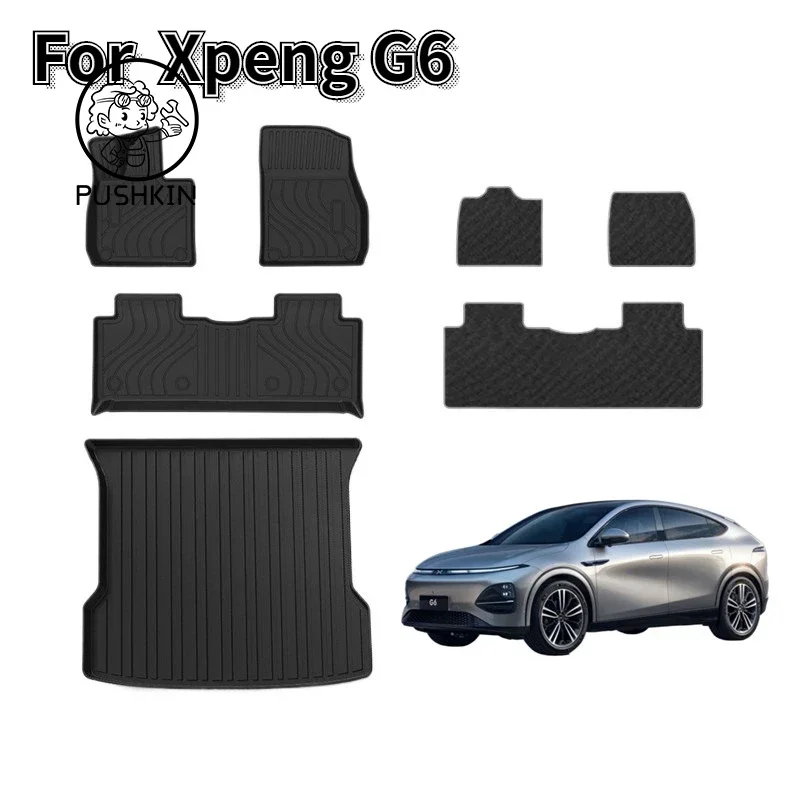 

For Xpeng G6 2023 2024 Floor Mats Trunk Mats All Weather Front Rear Cargo Liner Mat, Waterproof Anti-Slip Foot Pads Accessories