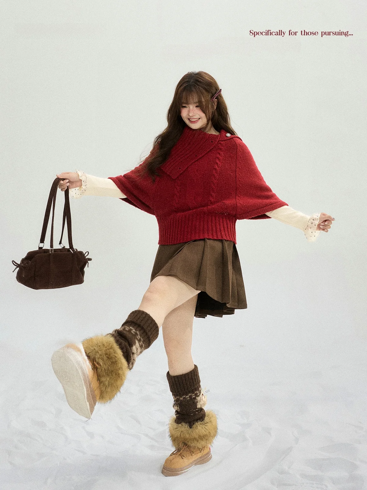 

Sweet Soft Large Size Knitted Sweater Winter Loose Slimming Top Commute Sle Korean Loose Fit Polyester Fiber Long Sve