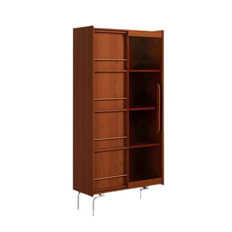

Nordic solid wood retro bookcase simple small apartment living room home display cabinet