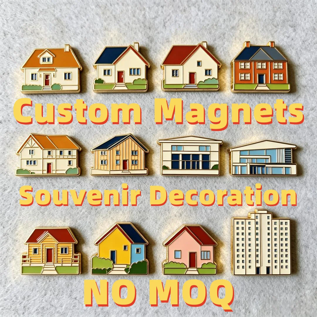Metal Custom Souvenir Magnets Custom Logo Gold Plated Zinc Alloy Fridge Magnet With Strong Magnetic Sticker Souvenir Decoration