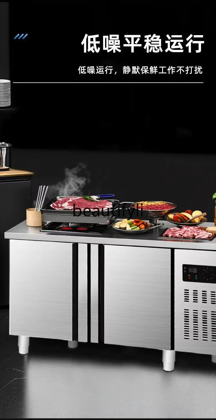 Stainless Steel Dual Temperature Cabinet Workbench Freezer Kitchen Bedroom Operation Table Fresh Preservation Freezing