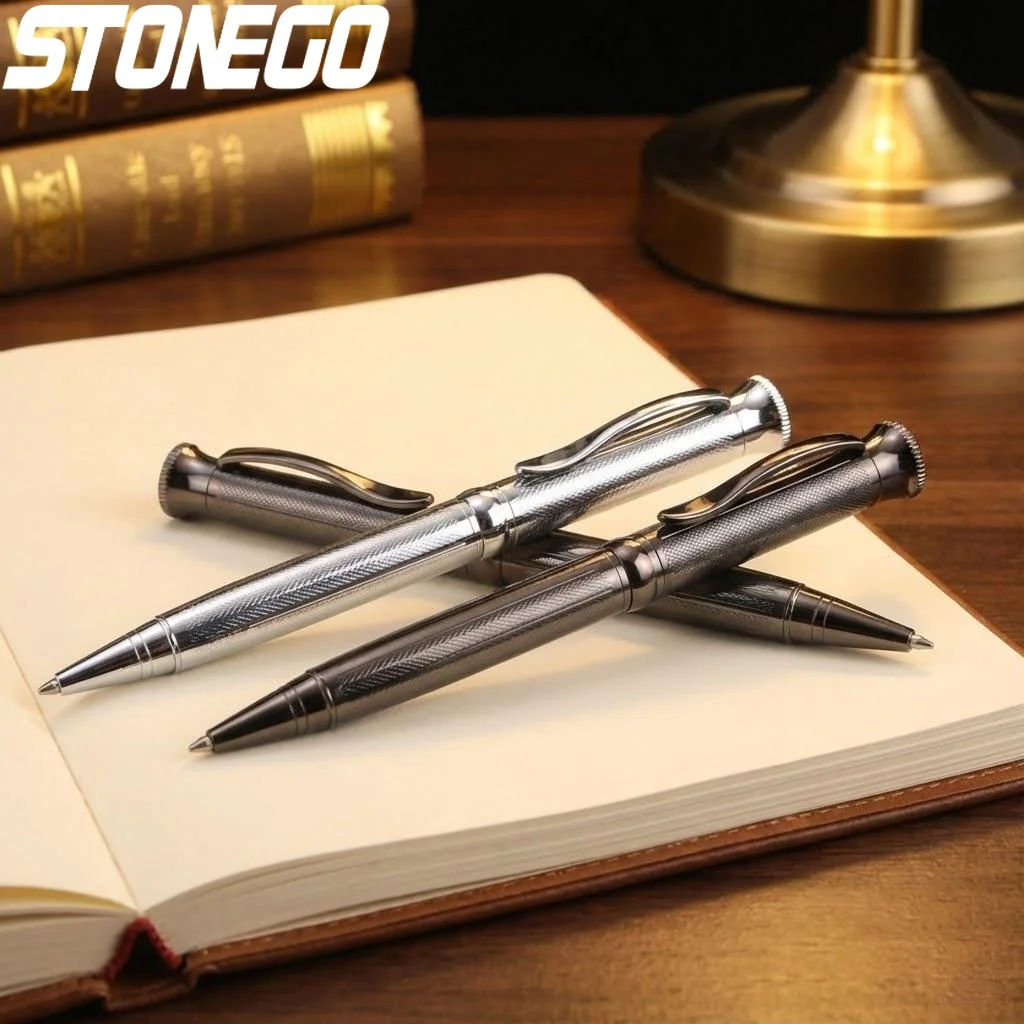 Einziehbarer Twist-Kugelschreiber aus Metall mit Streifen, coole Tintenroller, Schreibzubehör für das Büro