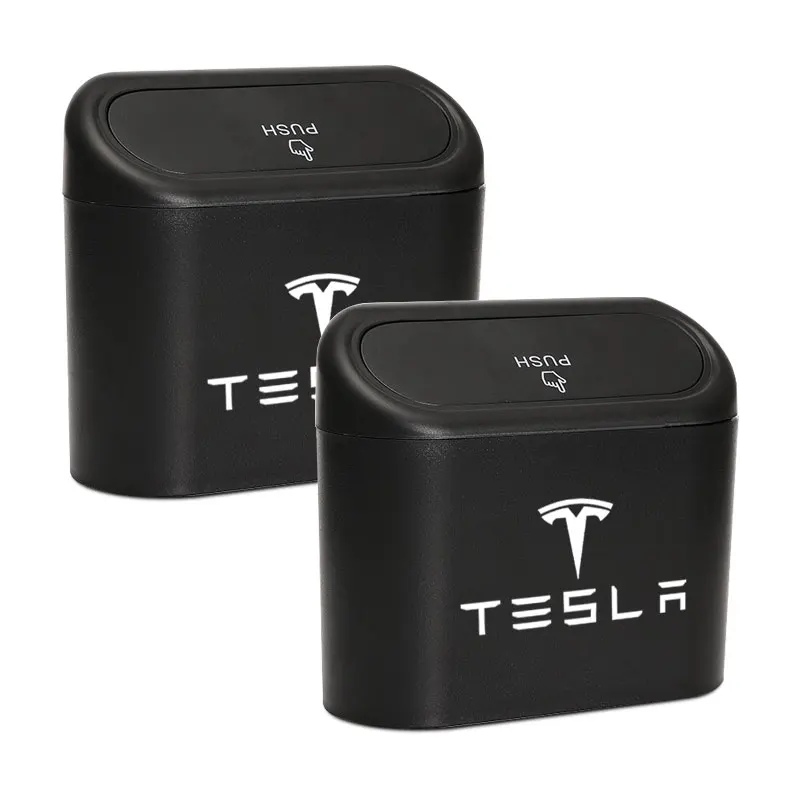 Car Trash Can Car Logo Hanging Trash Bin Interior Accessories For Tesla Model 3 Model S Model X Model Y Roadster Car Styling