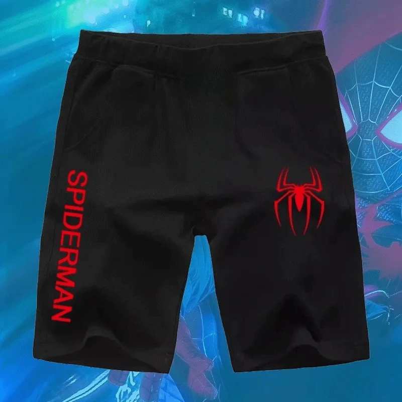 

Spider-Man Parallel Universe Little Black Spider Sweatpants Five-point Marvel Casual Sports Trend Shorts Men's New 3D Print