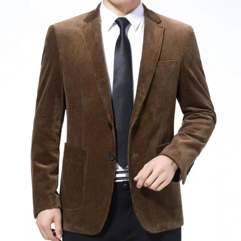 

Men's Retro Corduroy Suit Slim Fit Notch Lapel Elegant Tuxedo Set for Wedding Business Evening Parties Prom Casual Wear