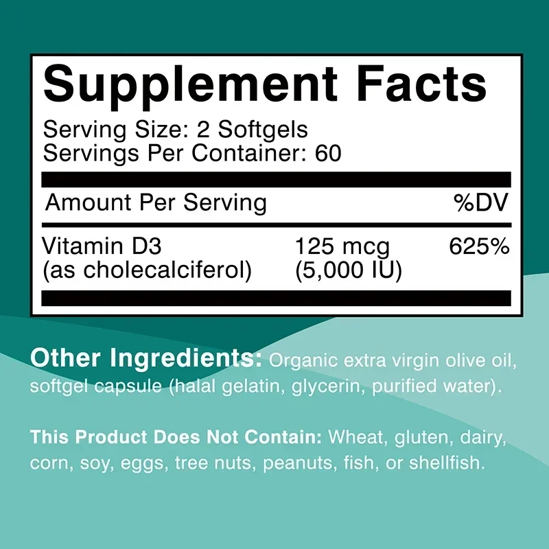 كبسولات فيتامين د3 - تعزز امتصاص الكالسيوم، تدعم صحة العظام والأسنان، وتعزز الطاقة، وتعزز المناعة