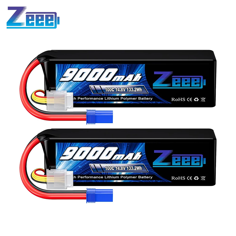 Zeee 4S FPV 드론 배터리, 14.8V Lipo 배터리, 100C 9000mAh 소프트 케이스, EC5 플러그 포함, RC 자동차 트럭 탱크 RC 모델 부품, 1 개, 2 개 