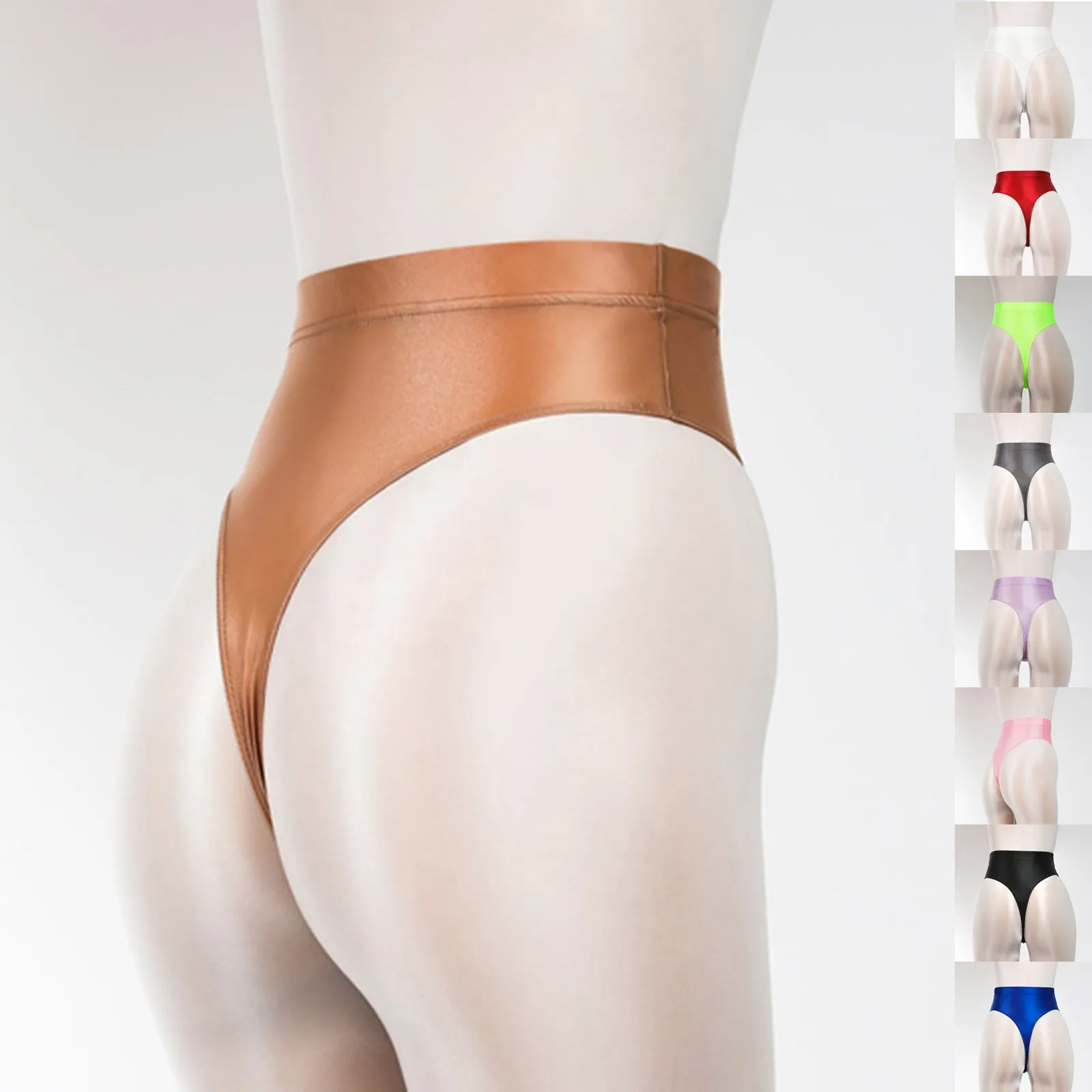 Thin Shiny High Waist G-String Sexy Smooth Transparent Thongs Soft Seamless Panties For Women Popular Fashion Underwear