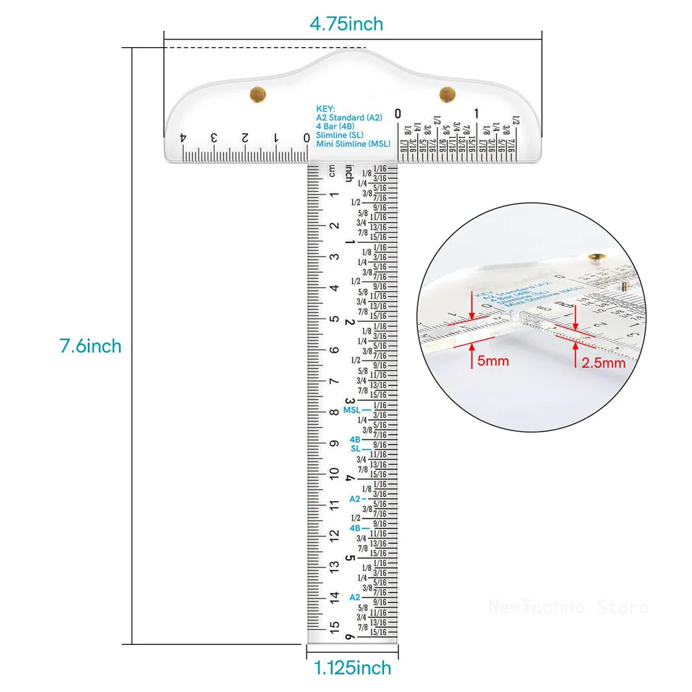 6 Inches Acrylic Clear T-Square Ruler for Crafting Drafting Layout Work Art Framing &Drafting Scrapbooking Crafting Tool