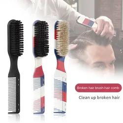 Double-sided Comb Printed Pattern Beard Moustache Brush Professional Shave Beard Brush Barber Broken Hair Remove Comb For Men