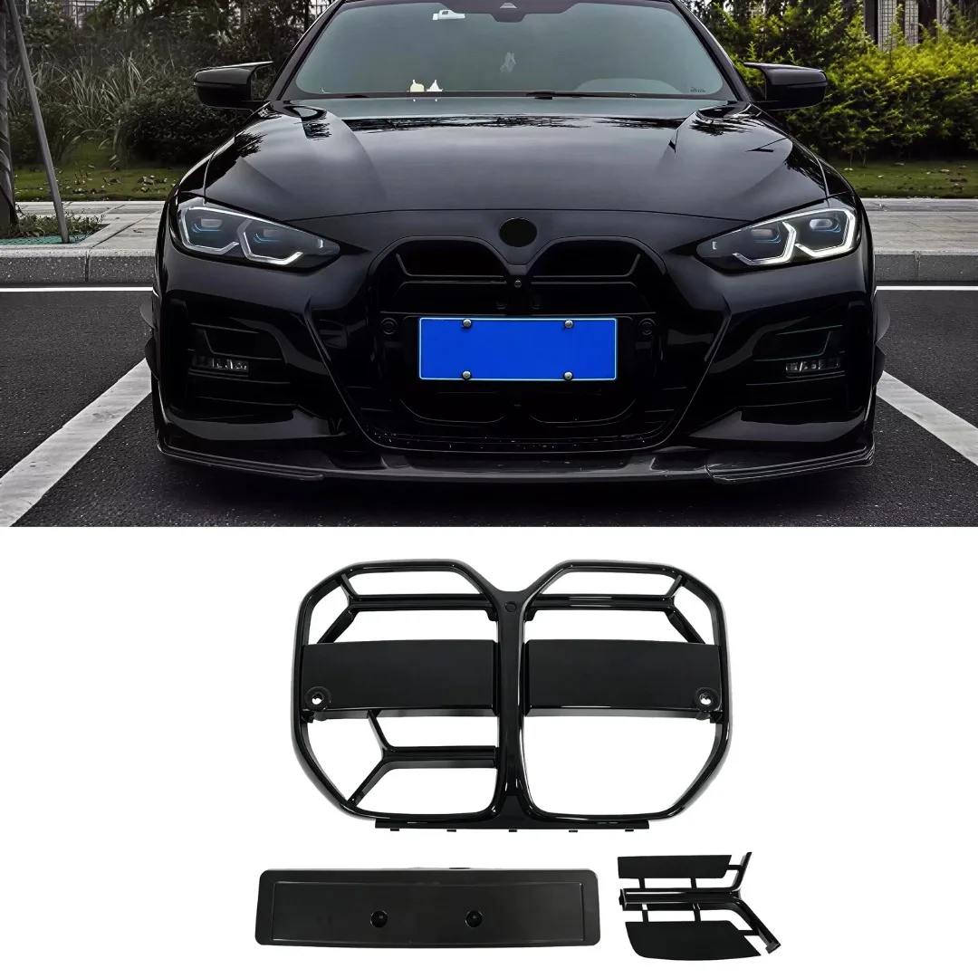 Front Mask Grille Bumper Grill Middle Grid Inlet Mesh Kit Tuning Facelift ABS For BMW 4 Series G26 4 Doors 2021 2022 2023 2024