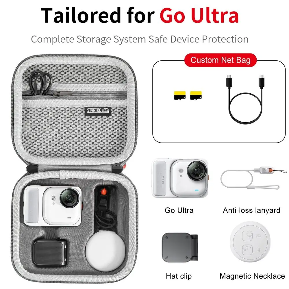 Portable Storage Bag Protective Shockproof Carrying Case Anti-Scratch Dustproof Mini Body Handbag for Insta360 Go Ultra