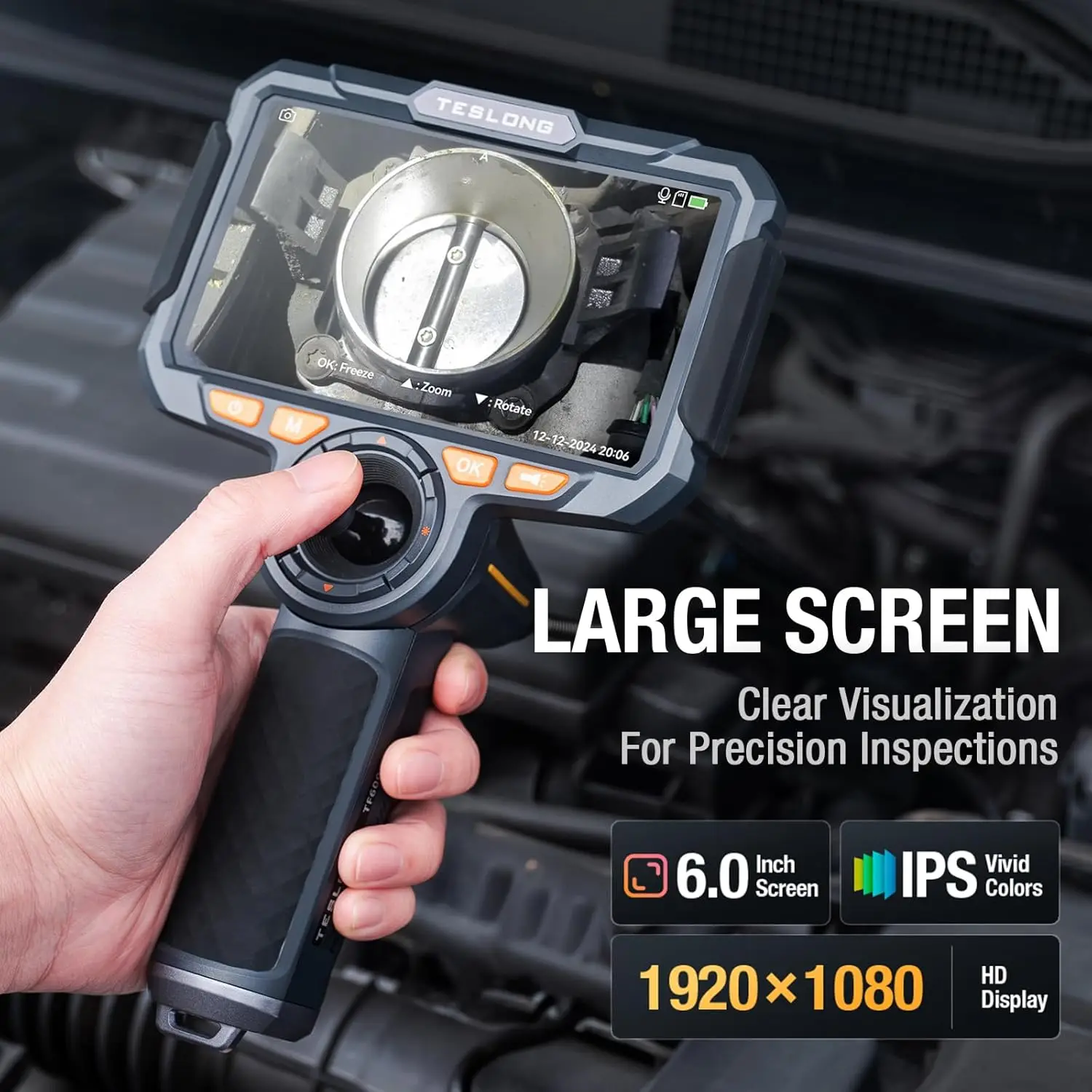 TESLONG TF600 6.5MM Articulating Borescope 1080P 6Inch Two Way 360° Rotation Endoscope Camera For Pipeline blockage inspect