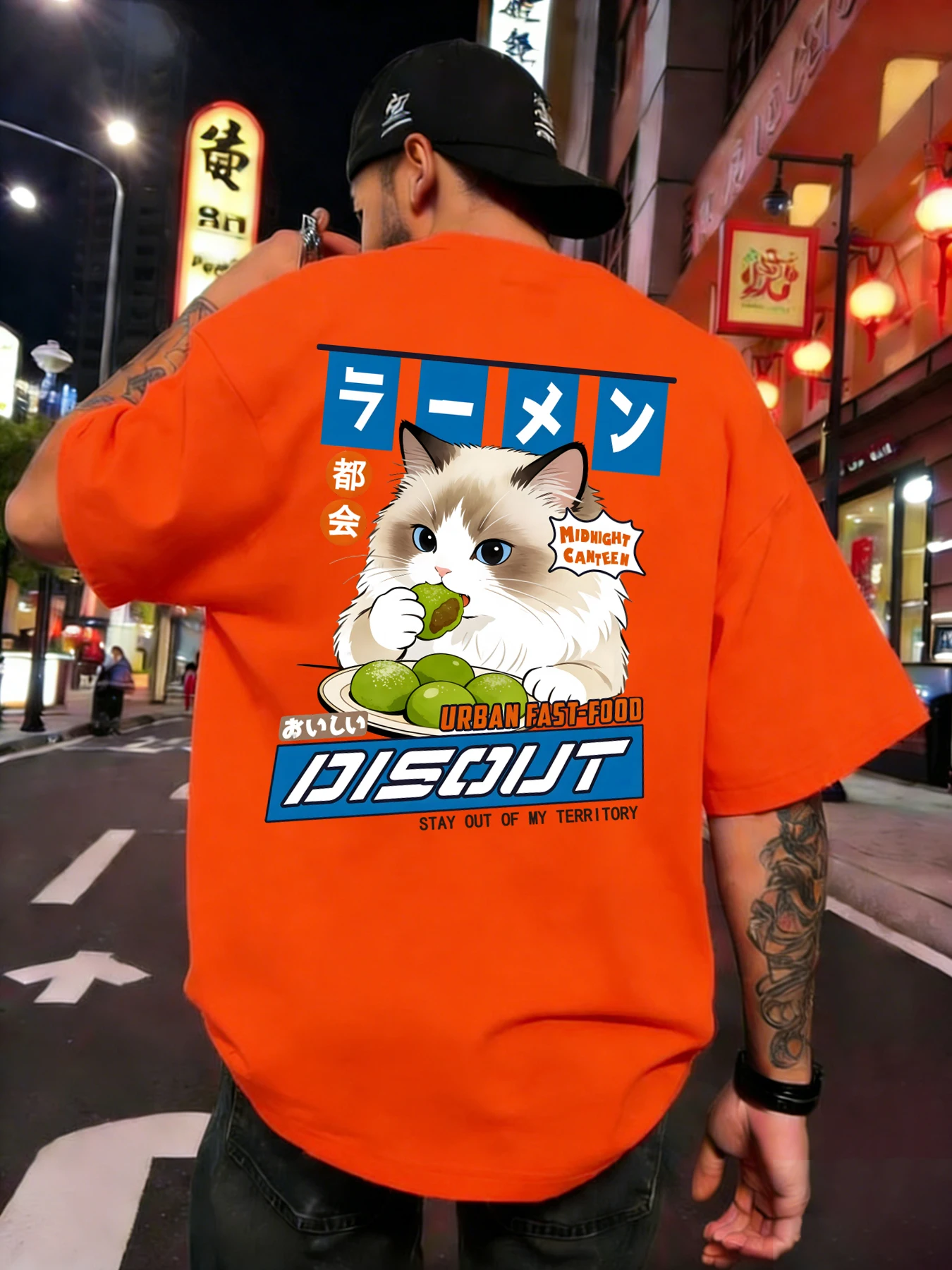 Puppet Cat That Likes To Eat Meatballs Man Basics T Shirt Fashion Casual T-Shirt Cotton Summer Clothes Loose O-Neck Short Sleeve