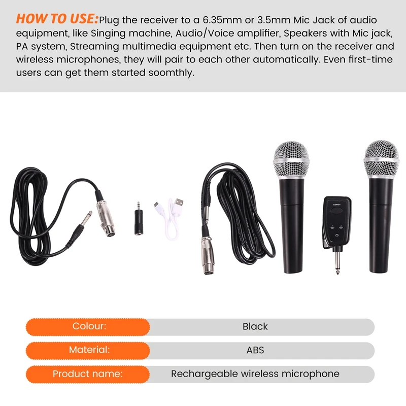 Mikrofon dinamis genggam, mikrofon Karaoke dengan penerima untuk pernikahan Klub