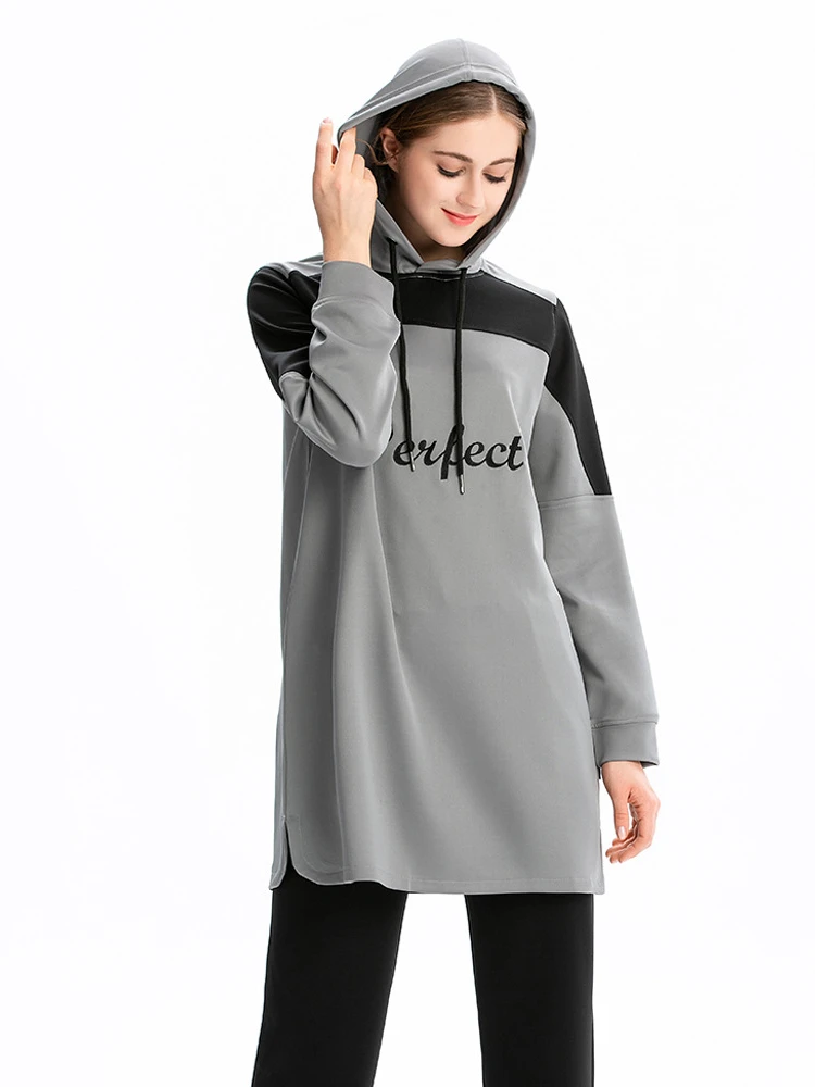 Arab Muslim Hoodies Women Pullovers Top 2020 Spring Jogging Sports Tracksuit Hooded Long Sleeve Letter Sweatshirt Sportswear