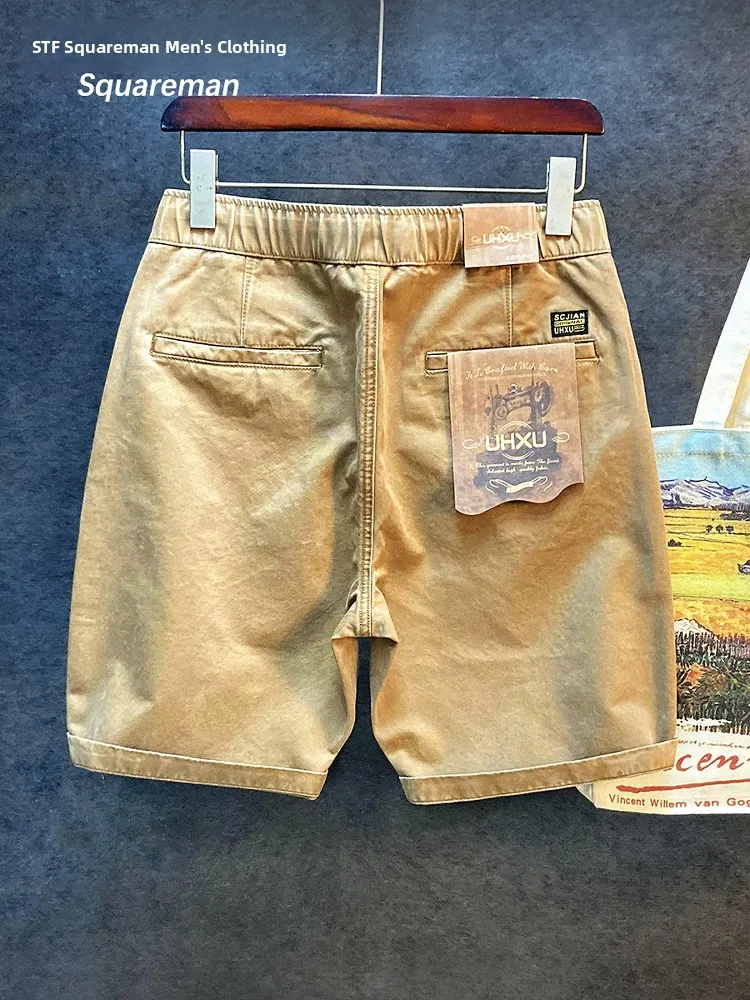 

Высококачественные мужские повседневные рабочие брюки-карго из хлопка, тонкие, свободного кроя, в американском стиле, длиной до колена, прямые штанины, весна-лето