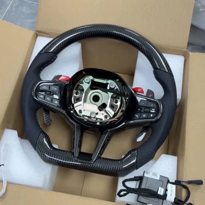 Car Steering Wheel Carbon Fiber Leather For BMW G30 G31 G32 G01 G02 G87 G80 G82 G42 G20 G11 Steering Wheel Interior Accessories