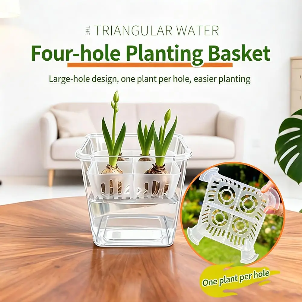 Seed Hydroponic Flowerpot 4 Holes Soilless Flower Pot Home Decoration Hydroponic Containers With Breathable Support Basket 1/3/5