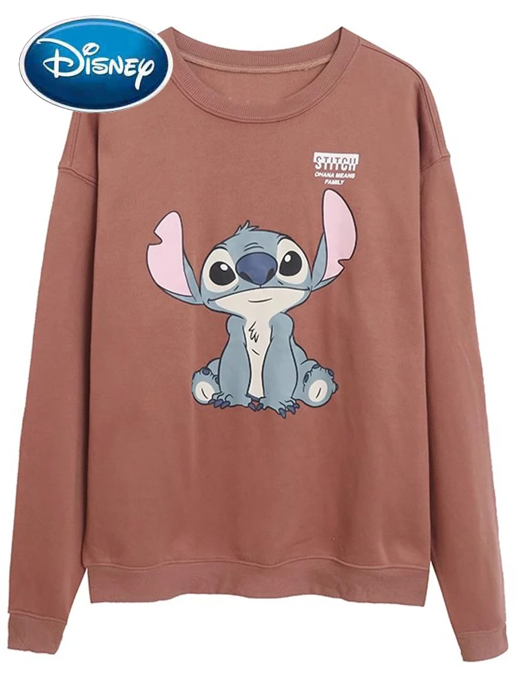 

Disney Sweatshirt Front Back Stitch Little Monster Cartoon Print Sweet Women Long Sleeve O-Neck Pullover Jumper Fleece Tee Tops