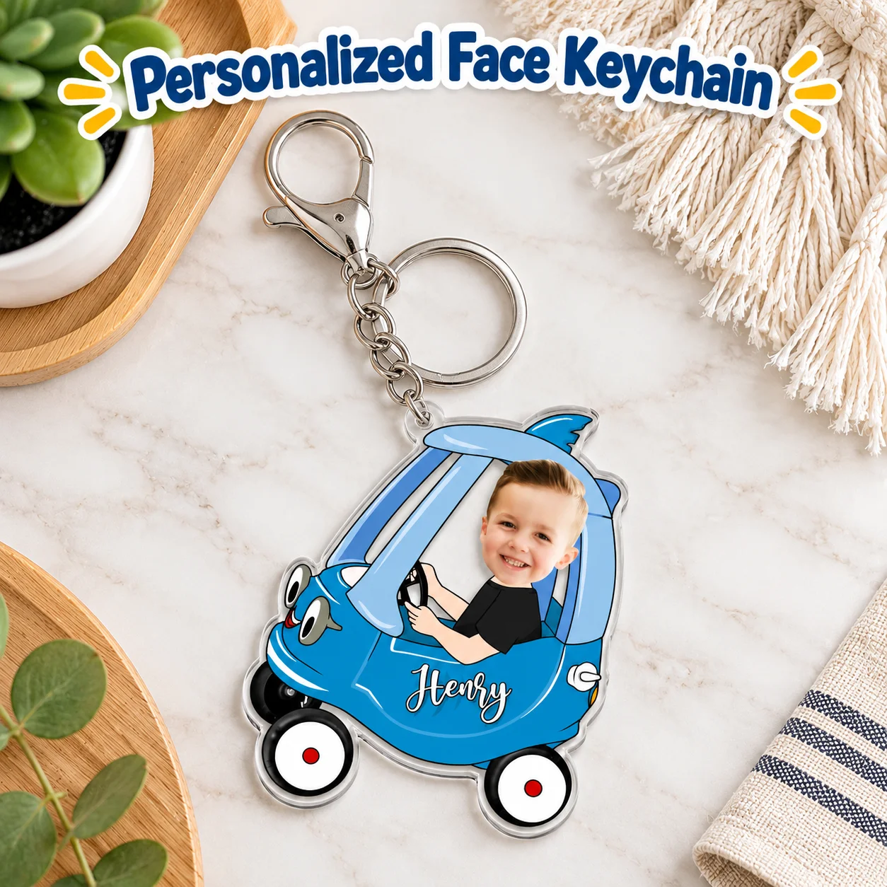 Personalized Face Photo Keychain, Custom Acrylic Picture Charm, Cute Keepsake Gift for Mom, Dad, Couples, Family, Friends & Kids