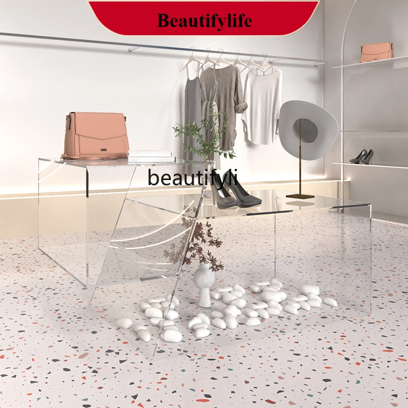 

Clothing store Nakajima flowing water table acrylic suspension display table storage table high and low product display G1218