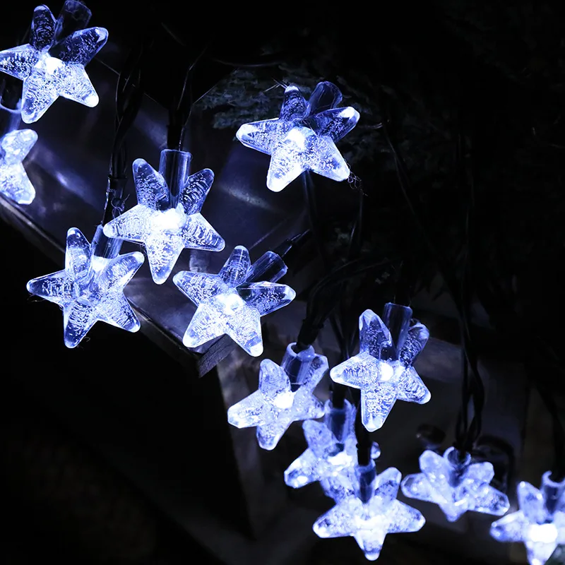 Impermeável Bubble Star Lights String, Outdoor Solar Powered, Guirlandas de Jardim, Decoração de Natal, 8 Mode, 22m, 200LEDs, 001