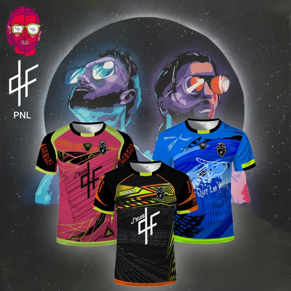 PNL Maillots 90Minute Jersey Impresso Respirável Camiseta de Treinamento de Futebol Masculino E Feminino Na Moda de Manga Curta Camiseta Pescoço
