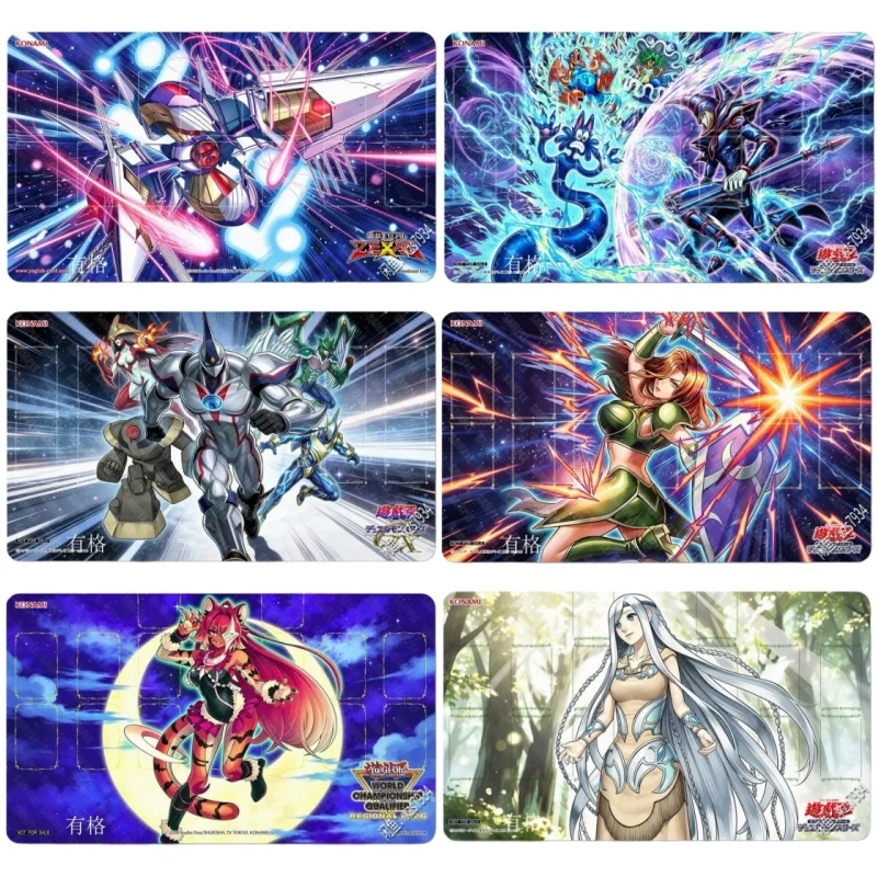 18 Modelle für Yu-Gi-Oh! Spielmatte Cosmic Blazar Dragon/Elemental HERO Neos/Lunalight Tiger Cat 2mm nahtloser Rand Gummi-Kartenmatte Spielzeug