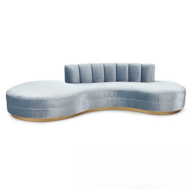 

Nordic light luxury special-shaped stainless steel sofa, curved fabric sofa in high-end clubs in beauty salons
