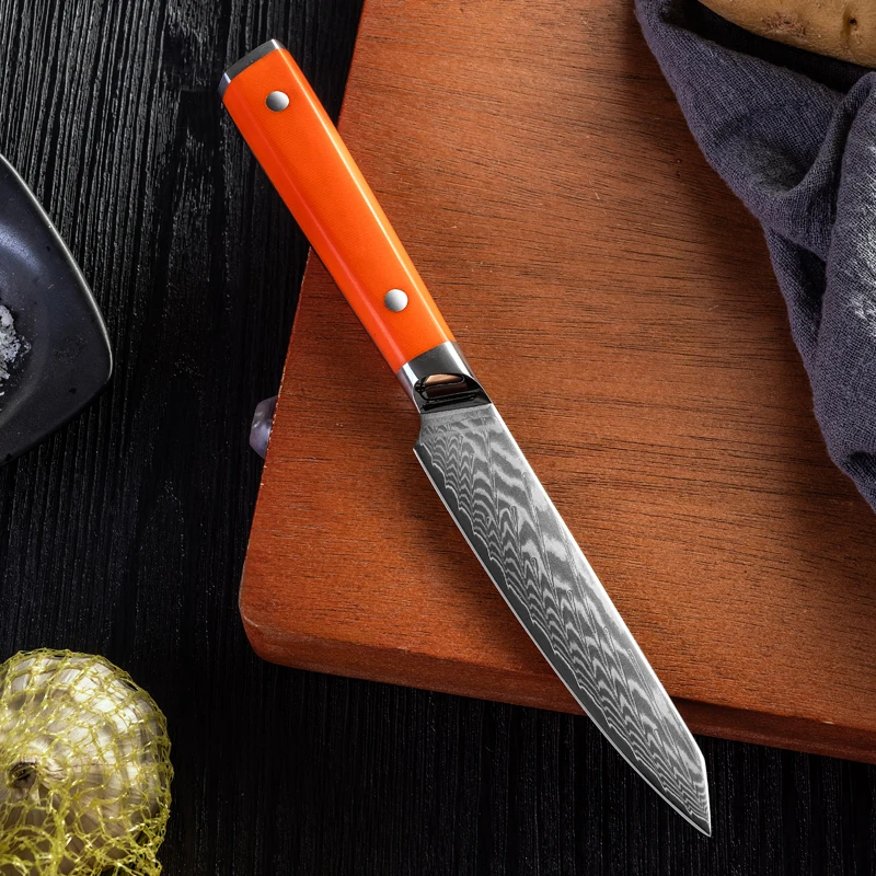 4,5-дюймовый универсальный нож, 67-слойное дамасское стальное лезвие AUS10, шестиугольная ручка G10, острый нож для очистки овощей, нож шеф-повара, кухонный нож